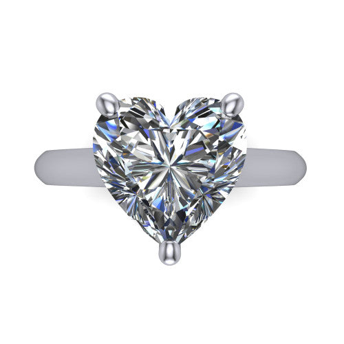 Saylor heart solitaire engagement ring in 14K White Gold, top-down view showing the brilliant heart-shaped center diamond held by four prongs