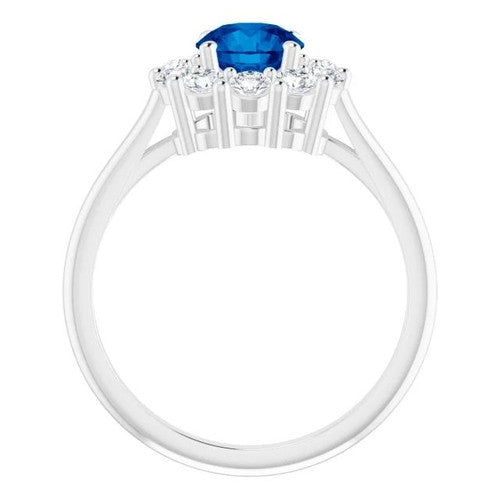 14K Gold Natural Blue Sapphire & 1/2 CTW Natural Diamond Ring 14K White Gold