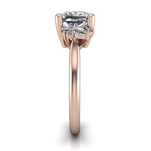 Evie Cushion Shape Three Stone Engagement Ring in 14K Rose Gold