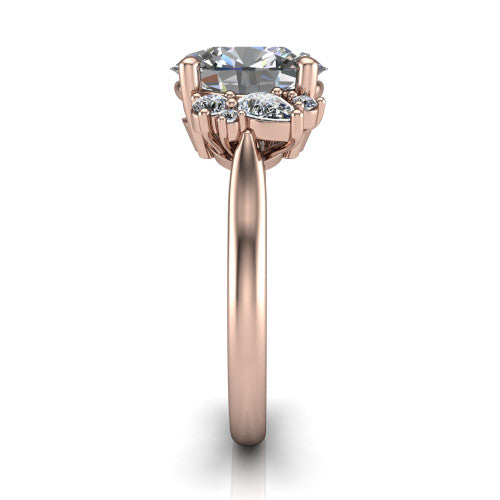 Evie Oval Shape Three Stone Engagement Ring in 14K Rose Gold