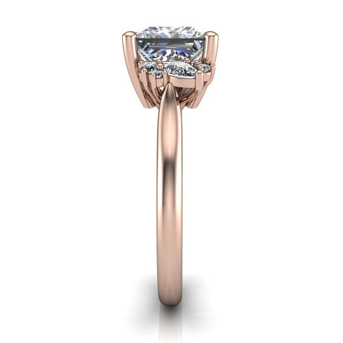Evie Princess Shape Vintage Engagement Ring in 18K Rose Gold