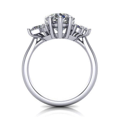 Evie Heart Shape Three Stone Engagement Ring in Platinum