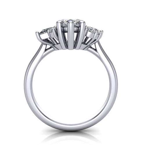 Evie Marquise Shape Three Stone Engagement Ring in Platinum