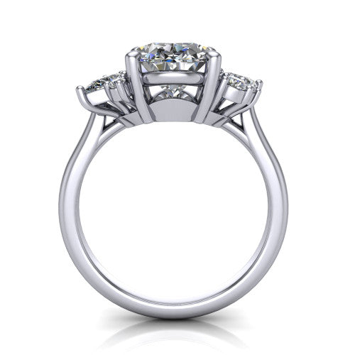 Evie Oval Shape Three Stone Engagement Ring in 14K White Gold