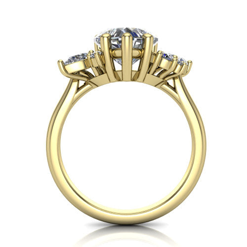 Evie Heart Shape Three Stone Engagement Ring in 18K Yellow Gold