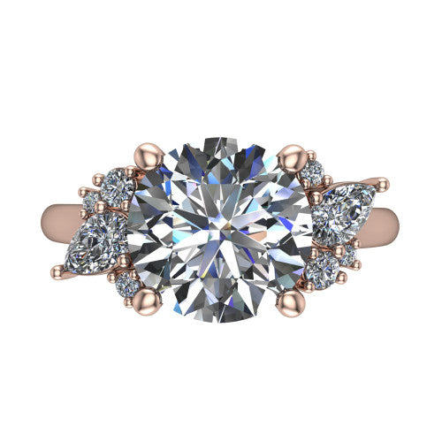 Evie Round Shape Three Stone Engagement Ring in 18K Rose Gold
