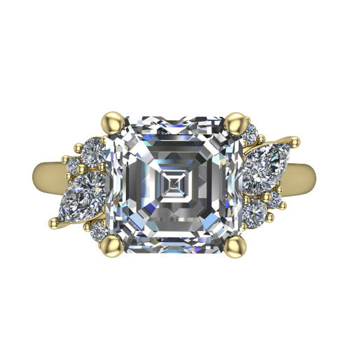Evie Emerald Shape Vintage Engagement Ring in 14K Yellow Gold