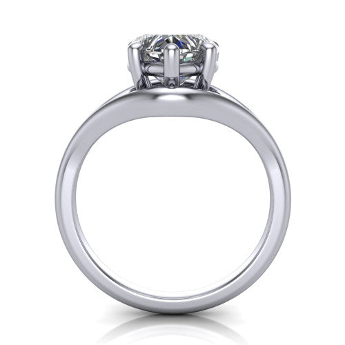 Margot heart solitaire engagement ring in 14K White Gold, through-finger front profile showing the split shank arms and open under-gallery