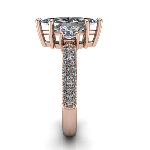 Valentina Marquise Shape Three Stone Engagement Ring in 18K Rose Gold