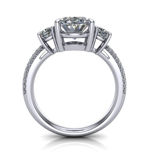 Valentina Oval Shape Three Stone Engagement Ring in Platinum