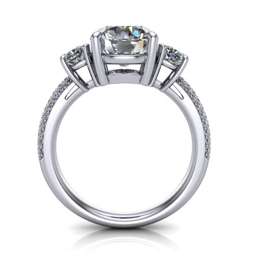 Valentina Round Shape Three Stone Engagement Ring in Platinum