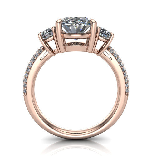 Valentina Oval Shape Three Stone Engagement Ring in 14K Rose Gold