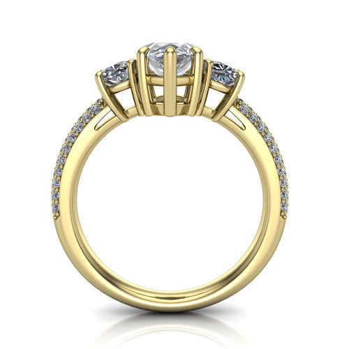 Valentina Marquise Shape Three Stone Engagement Ring in 14K Yellow Gold