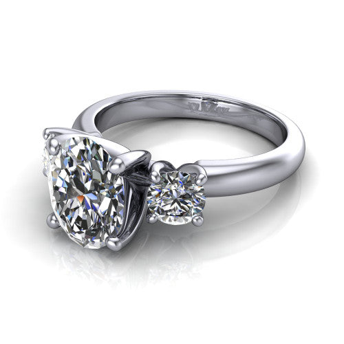 Adalynn Oval Shape Three Stone Engagement Ring in 14K White Gold