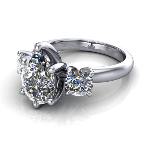 Adalynn Pear Shape Three Stone Engagement Ring in 18K White Gold