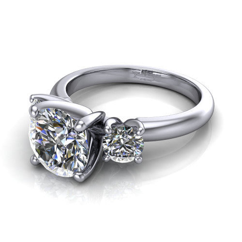 Adalynn Round Shape Three Stone Engagement Ring in 14K White Gold