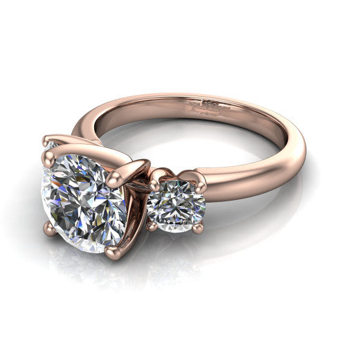 Adalynn Round Shape Three Stone Engagement Ring in 14K Rose Gold