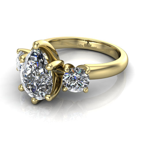 Adalynn Pear Shape Three Stone Engagement Ring in 18K Yellow Gold