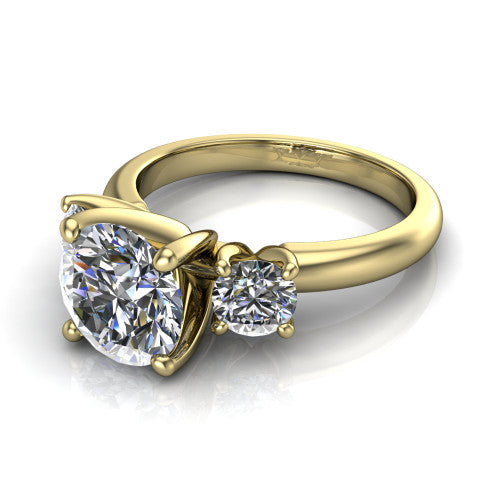 Adalynn Round Shape Three Stone Engagement Ring in 18K Yellow Gold