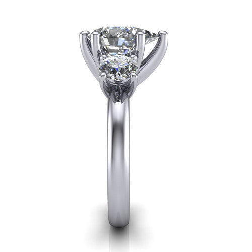 Adalynn Pear Shape Three Stone Engagement Ring in 18K White Gold