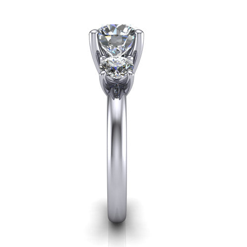 Adalynn Round Shape Three Stone Engagement Ring in Platinum