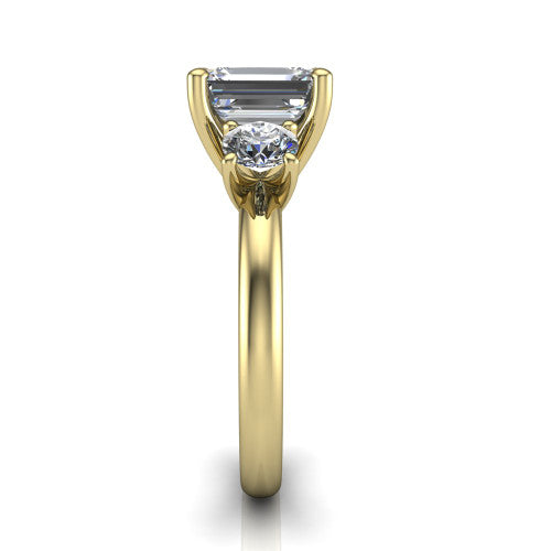 Adalynn Emerald Shape Three Stone Engagement Ring in 14K Yellow Gold