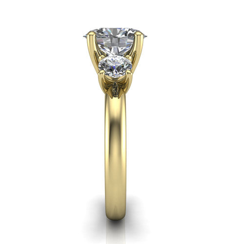 Adalynn Oval Shape Three Stone Engagement Ring in 14K Yellow Gold