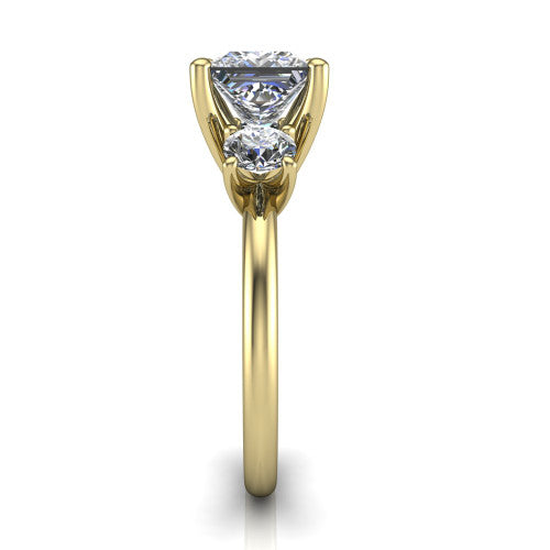 Adalynn Princess Shape Three Stone Engagement Ring in 18K Yellow Gold