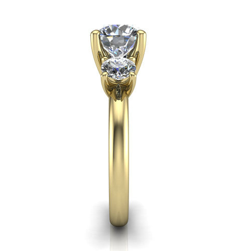 Adalynn Round Shape Three Stone Engagement Ring in 14K Yellow Gold