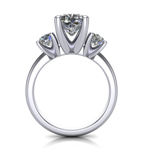 Adalynn Cushion Shape Three Stone Engagement Ring in Platinum