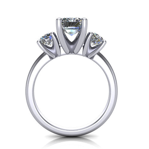Adalynn Emerald Shape Three Stone Engagement Ring in 14K White Gold