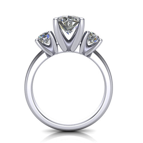 Adalynn Oval Shape Three Stone Engagement Ring in Platinum