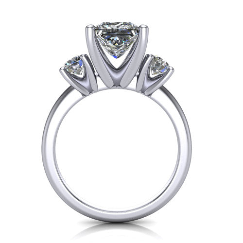 Adalynn Princess Shape Three Stone Engagement Ring in Platinum