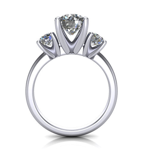 Adalynn Round Shape Three Stone Engagement Ring in Platinum