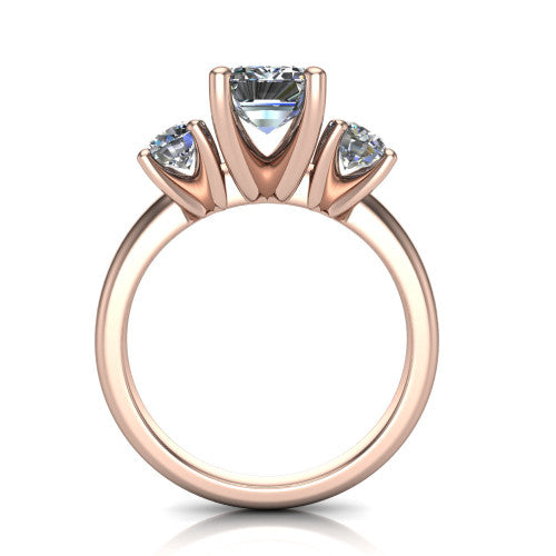Adalynn Emerald Shape Three Stone Engagement Ring in 14K Rose Gold