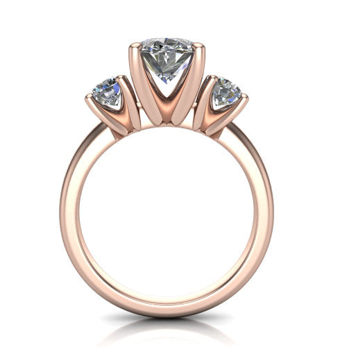 Adalynn Oval Shape Three Stone Engagement Ring in 18K Rose Gold