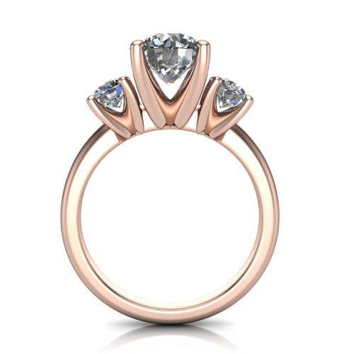 Adalynn Round Shape Three Stone Engagement Ring in 14K Rose Gold