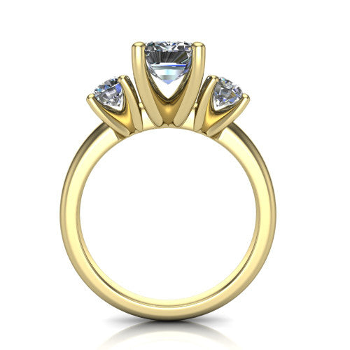 Adalynn Emerald Shape Three Stone Engagement Ring in 14K Yellow Gold