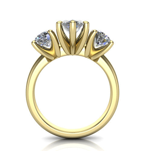 Adalynn Marquise Shape Three Stone Engagement Ring in 18K Yellow Gold