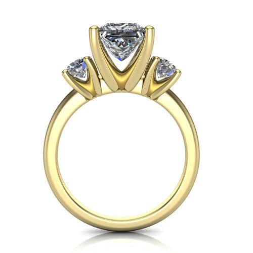 Adalynn Princess Shape Three Stone Engagement Ring in 18K Yellow Gold
