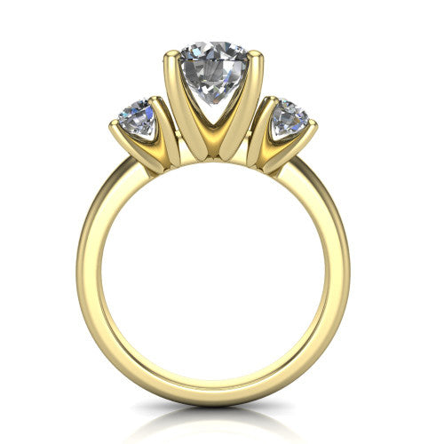 Adalynn Round Shape Three Stone Engagement Ring in 18K Yellow Gold