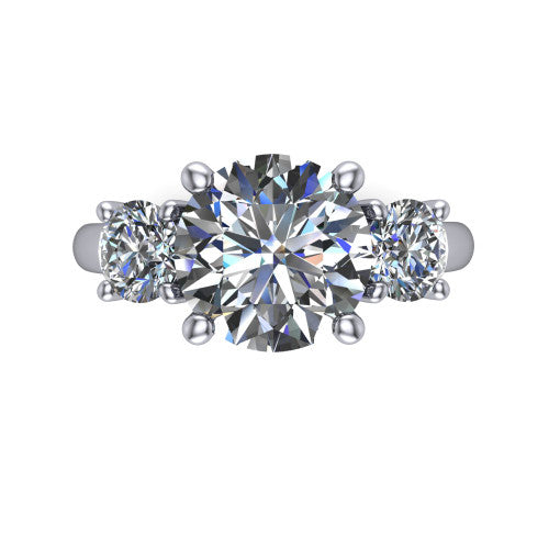 Adalynn Round Shape Three Stone Engagement Ring in 14K White Gold