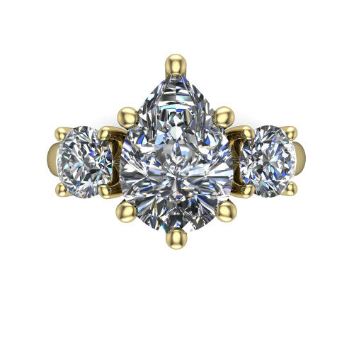 Adalynn Pear Shape Three Stone Engagement Ring in 18K Yellow Gold
