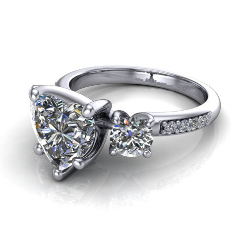 Alice Heart Shape Three Stone Engagement Ring in Platinum