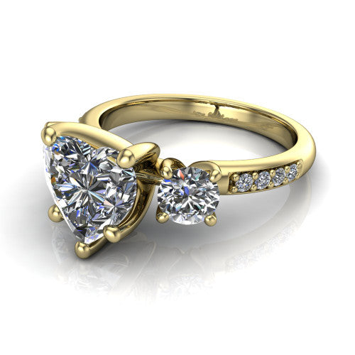 Alice Heart Shape Three Stone Engagement Ring in 14K Yellow Gold