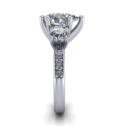 Alice Pear Shape Three Stone Engagement Ring in Platinum