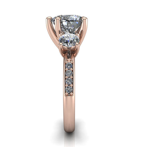 Alice Heart Shape Three Stone Engagement Ring in 14K Rose Gold
