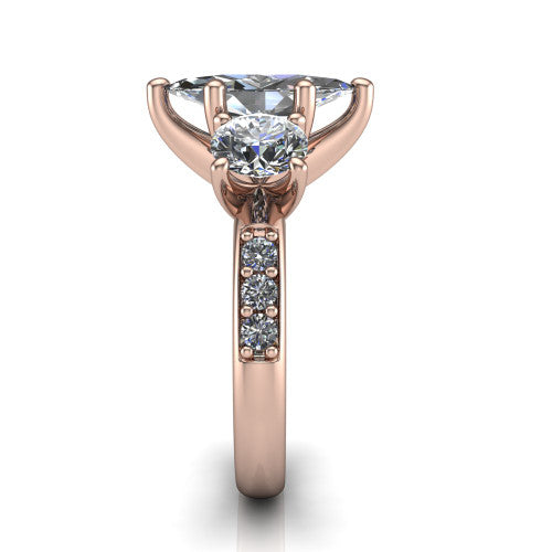 Alice Marquise Shape Three Stone Engagement Ring in 18K Rose Gold