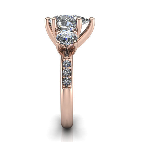 Alice Pear Shape Three Stone Engagement Ring in 18K Rose Gold