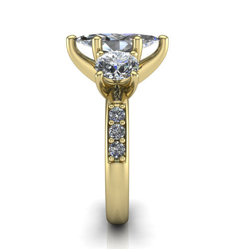 Alice Marquise Shape Three Stone Engagement Ring in 18K Yellow Gold